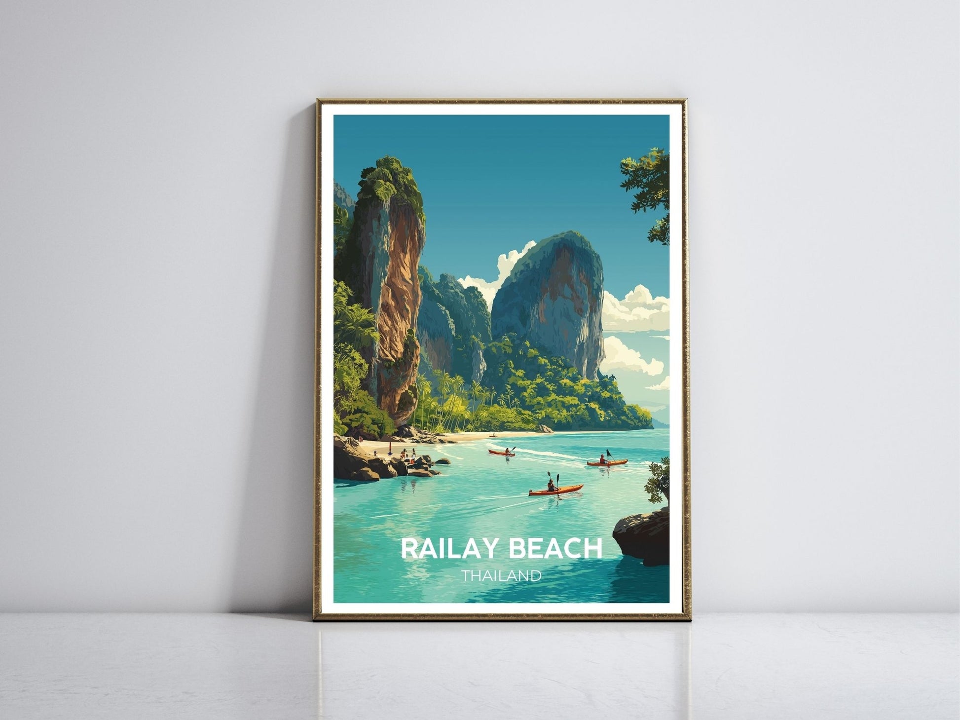 Railway Beach  framed vintage travel poster – Atlas Prints