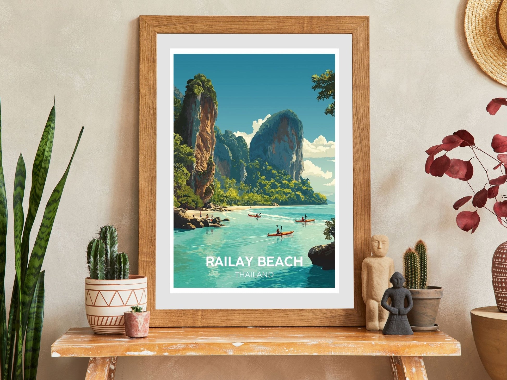 Close-up of Railway Beach travel poster matte texture – Atlas Prints