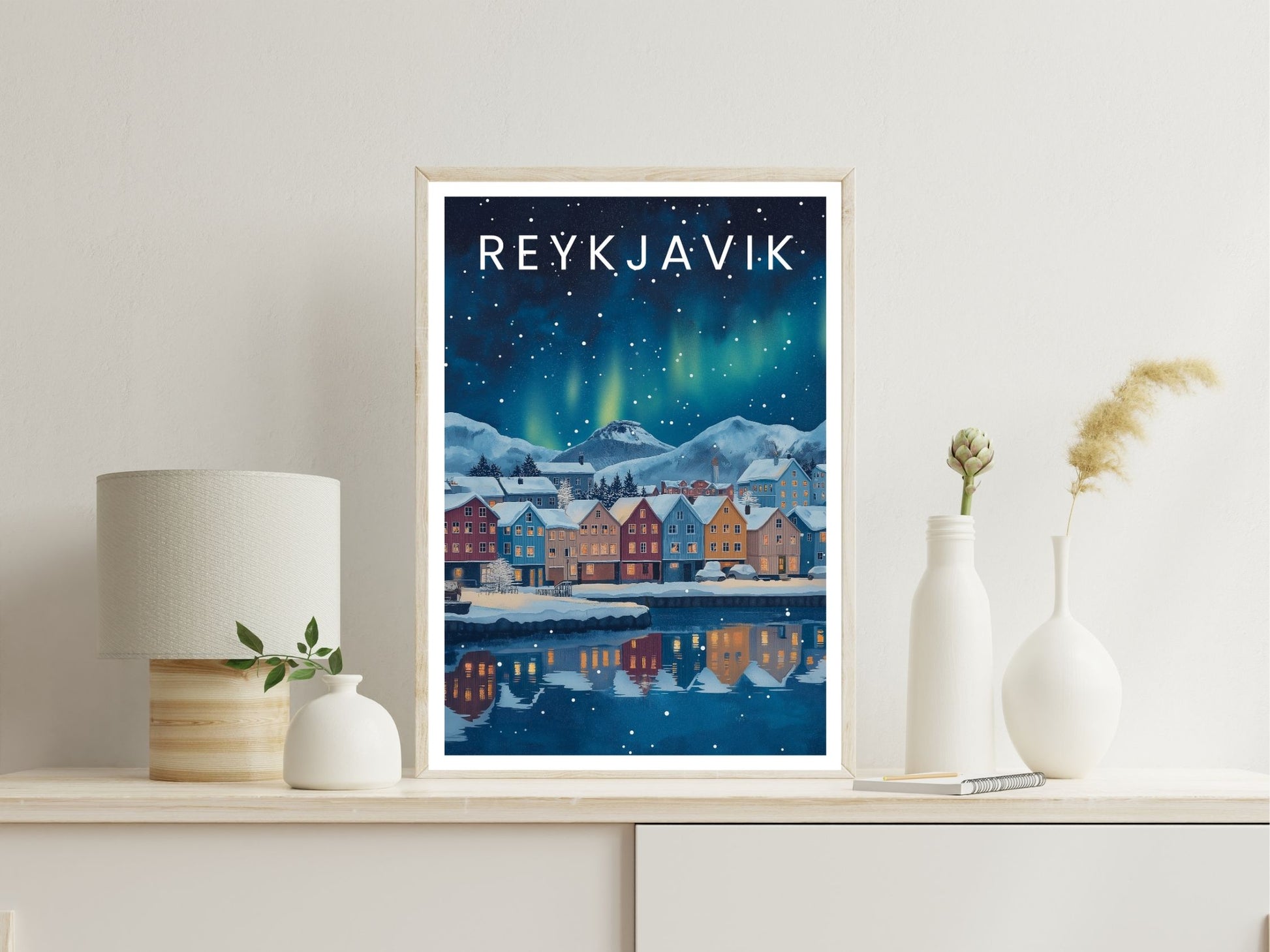 Reyjavik  wall art print displayed in bedroom – Atlas Prints