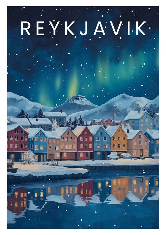 Vintage Reyjavik  travel poster wall art print – Atlas Prints