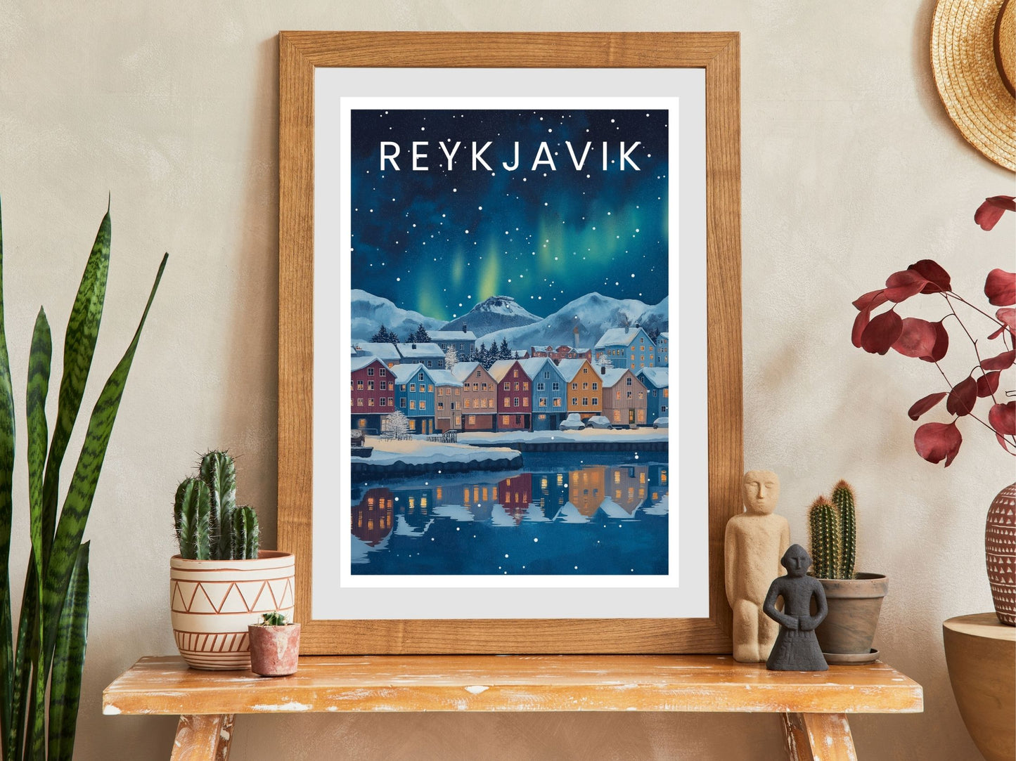 Close-up of Reyjavik  travel poster matte texture – Atlas Prints
