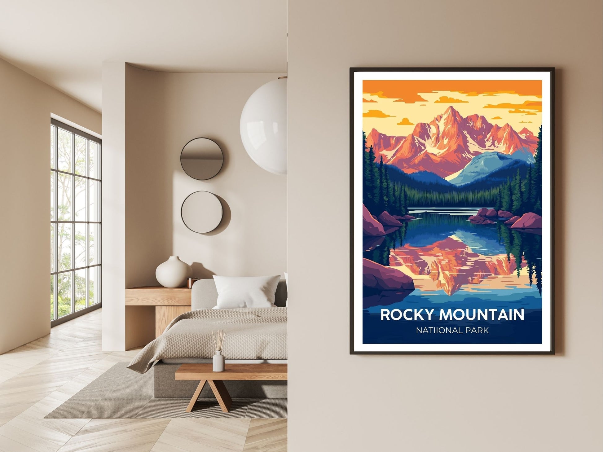 Gallery wall display of Adirondacks New York travel poster – Atlas Prints
