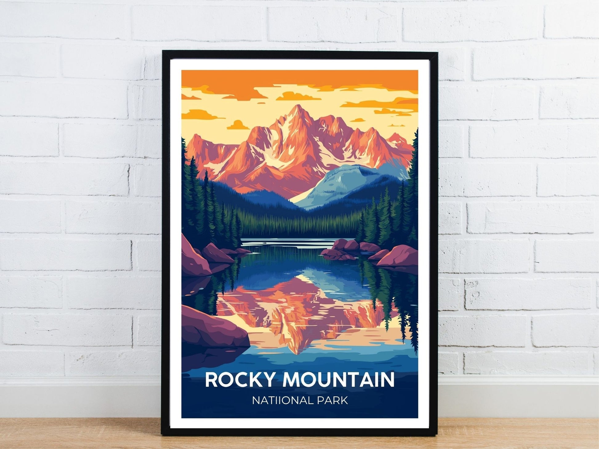 Minimal Adirondacks New York travel art poster – Atlas Prints
