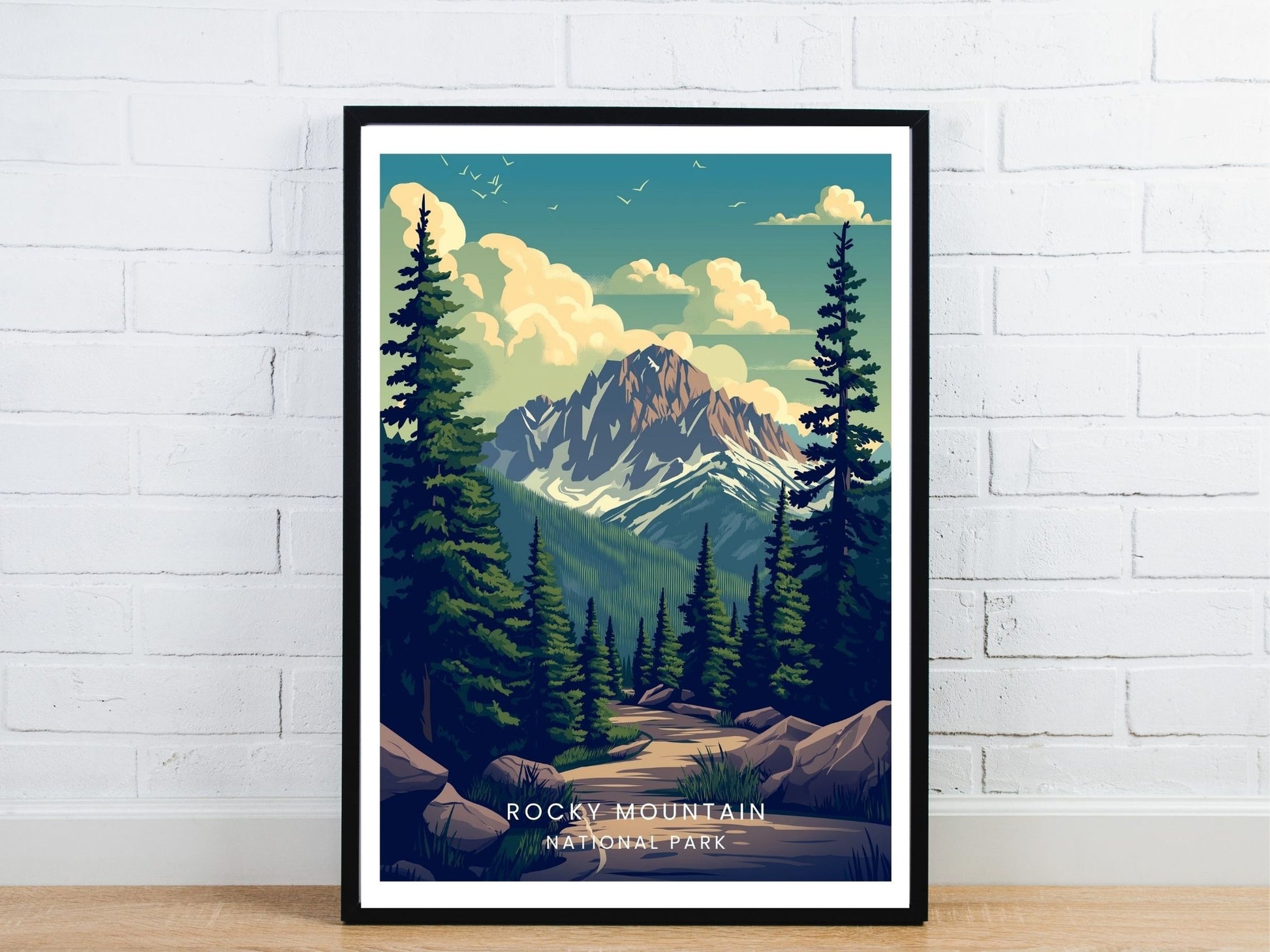 Minimal Rocky Mountain National Park travel art poster – Atlas Prints