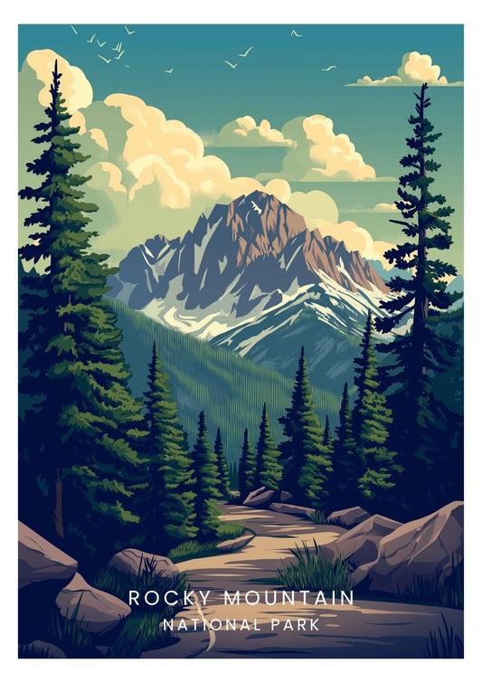 Vintage Rocky Mountain National Park travel poster wall art print – Atlas Prints