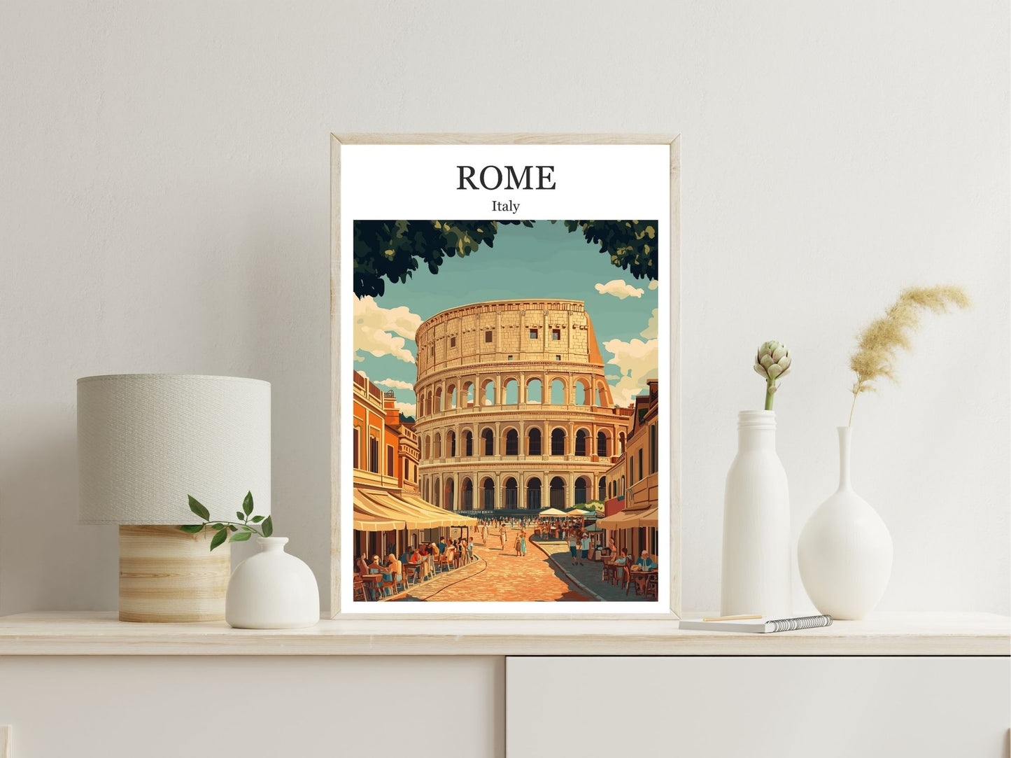 Rome wall art print displayed in bedroom – Atlas Prints