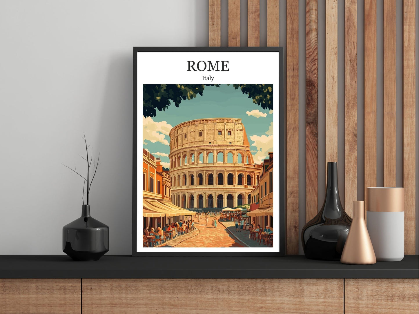 Close-up of Rome travel poster matte texture – Atlas Prints