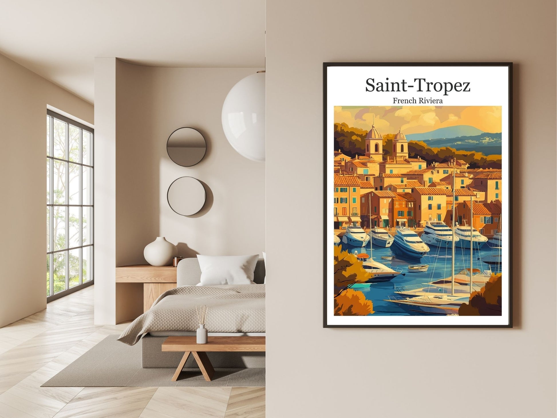Gallery wall display of Saint Tropez travel poster – Atlas Prints