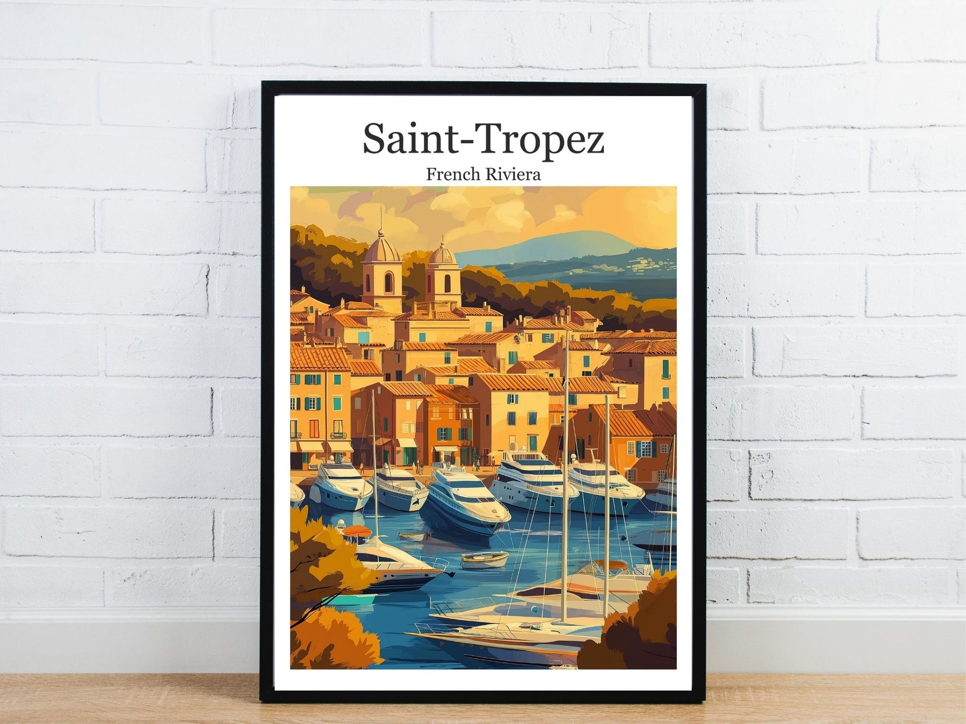 Minimal Saint Tropez travel art poster – Atlas Prints