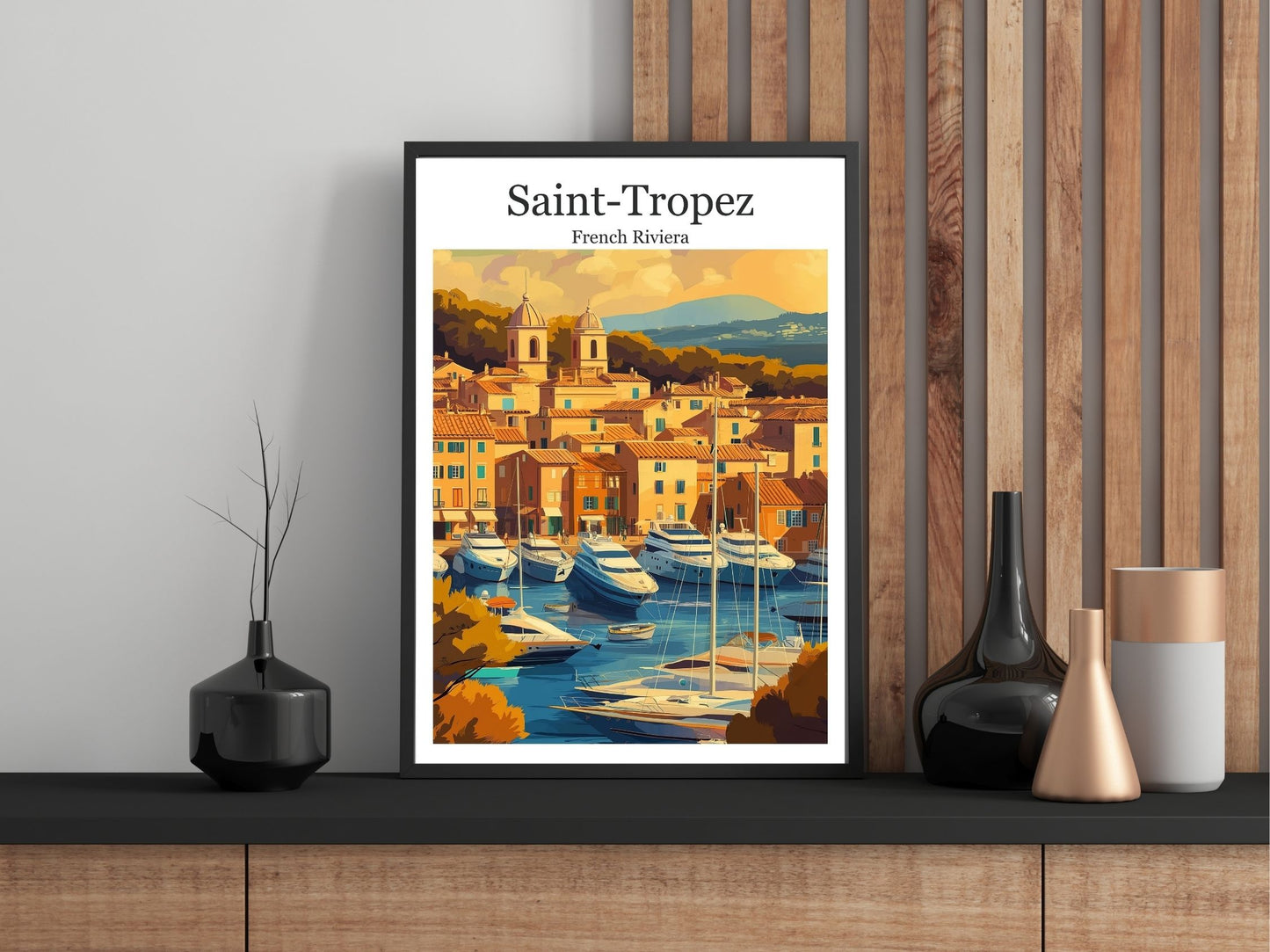 Close-up of Saint Tropez travel poster matte texture – Atlas Prints