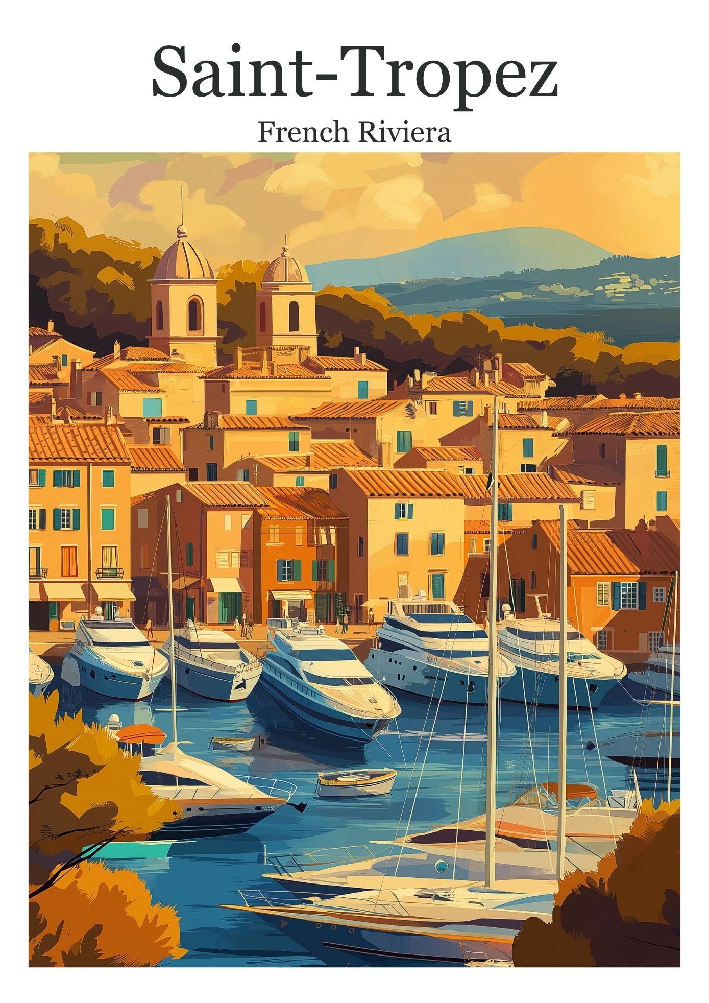 Vintage Saint Tropez travel poster wall art print – Atlas Prints