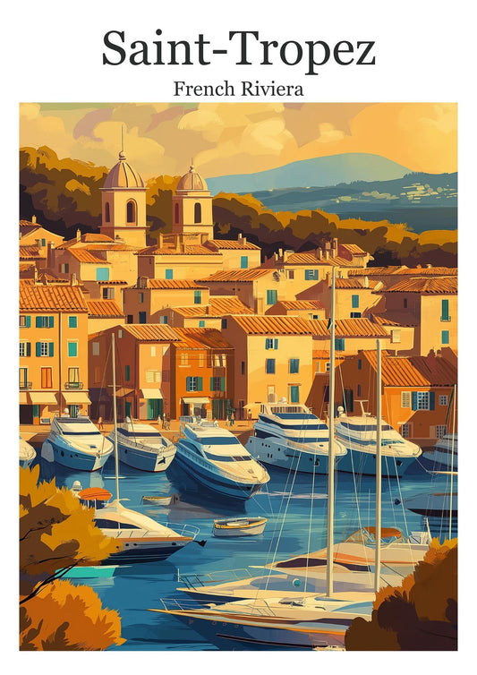 Vintage Saint Tropez travel poster wall art print – Atlas Prints