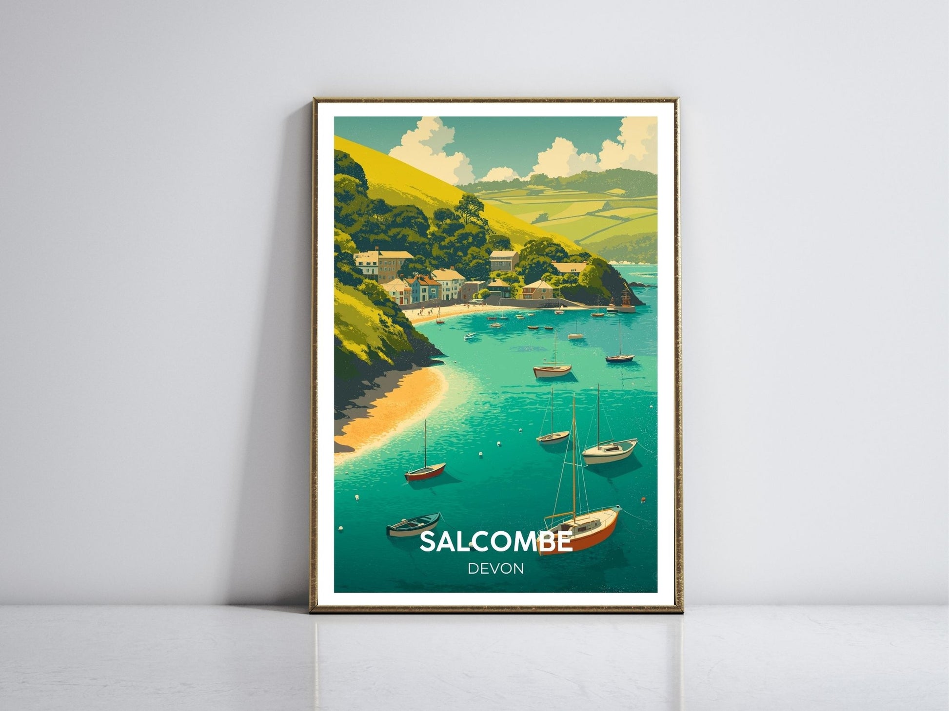 Salcombe framed vintage travel poster – Atlas Prints