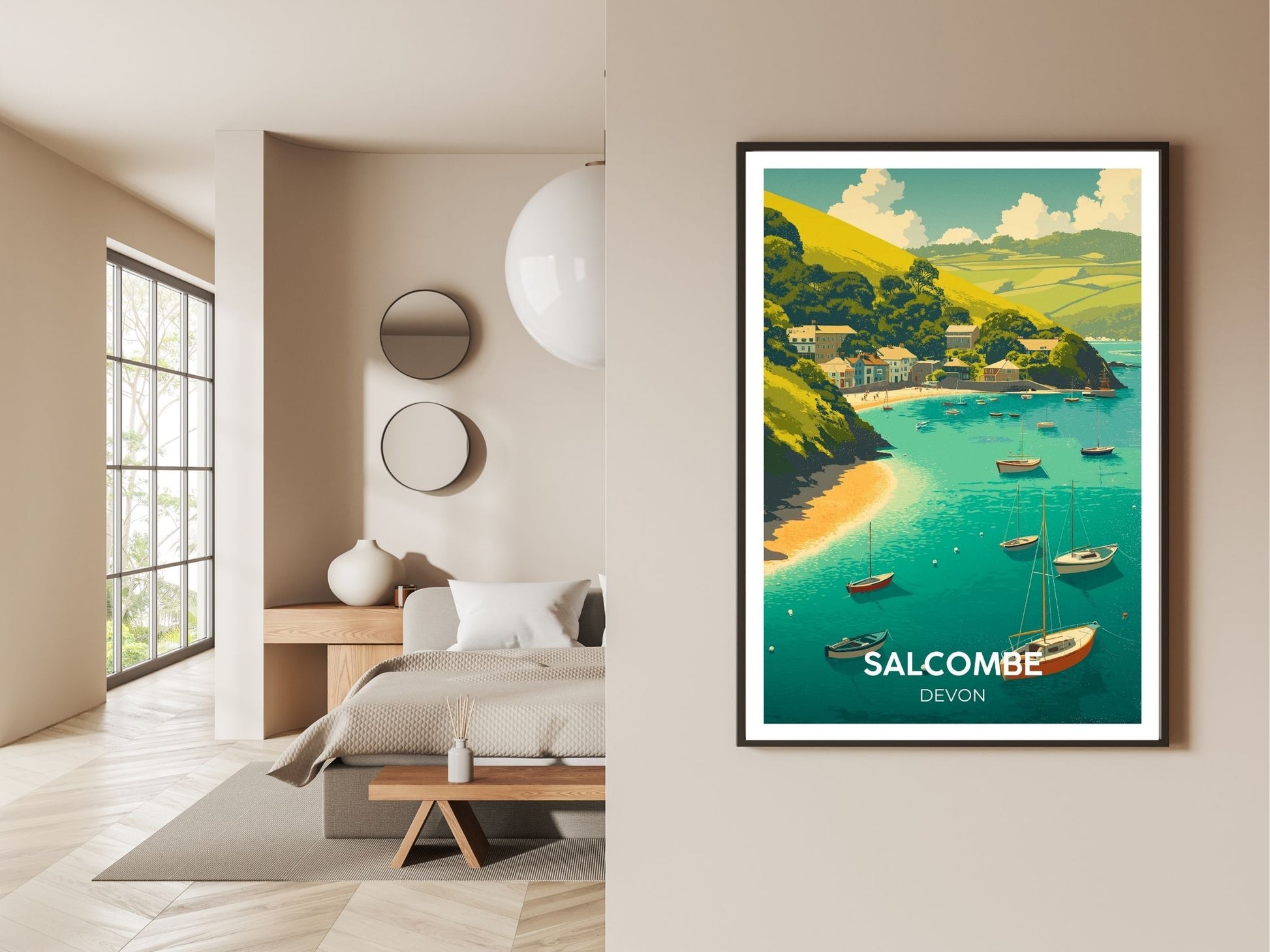 Gallery wall display of Salcombe travel poster – Atlas Prints