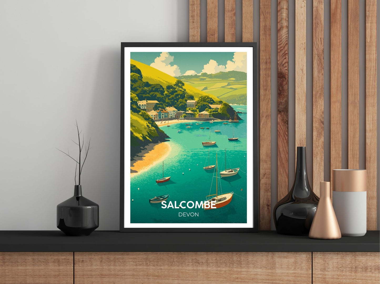 Close-up of Salcombe travel poster matte texture – Atlas Prints