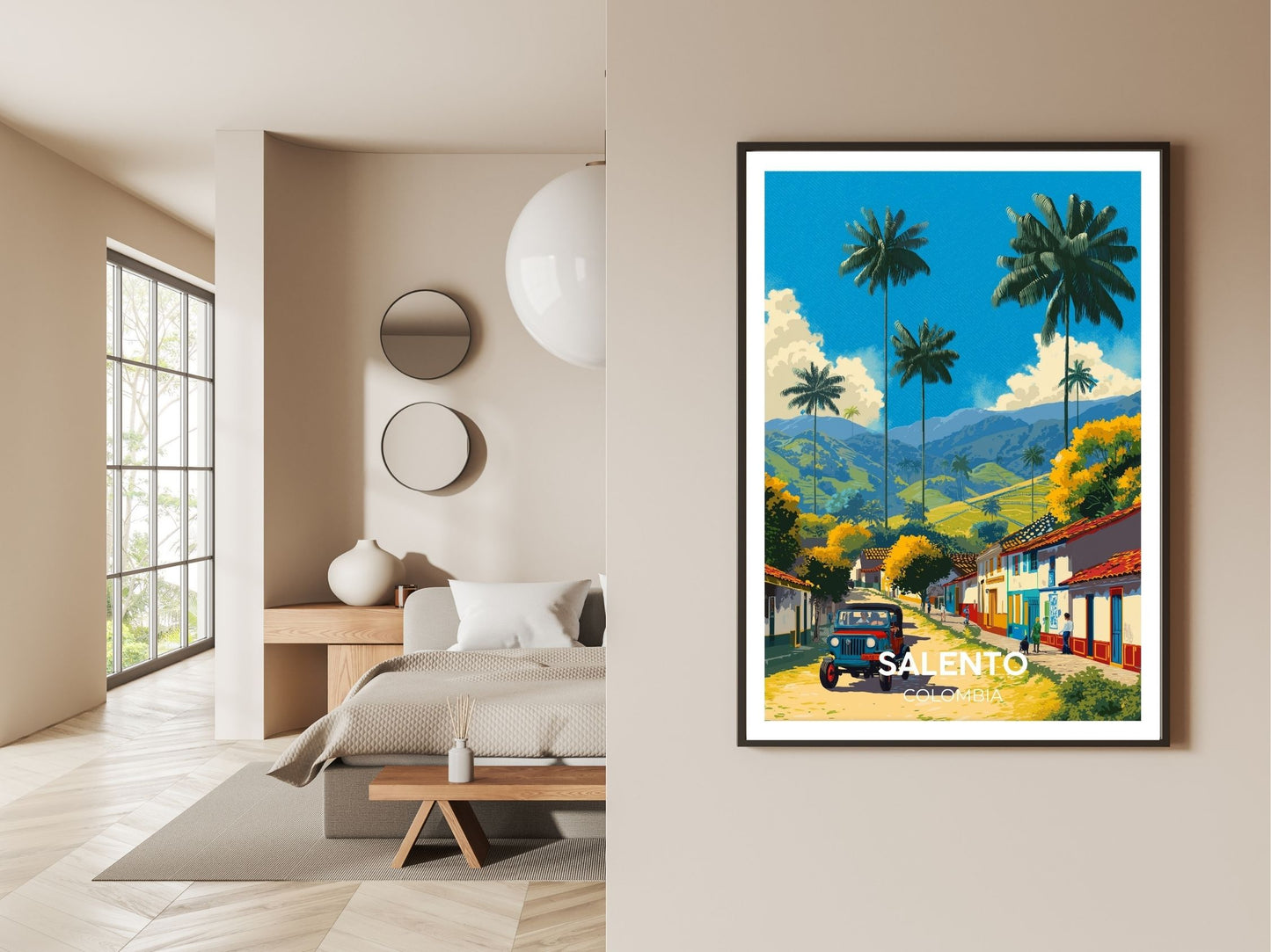Gallery wall display of Salento Colombia  travel poster – Atlas Prints