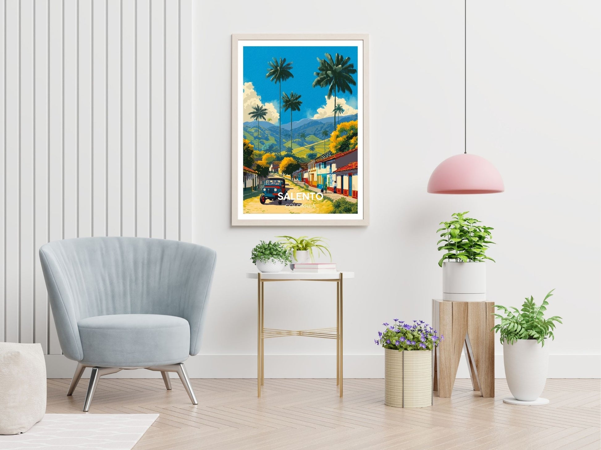 Salento Colombia  travel print displayed in living room – Atlas Prints
