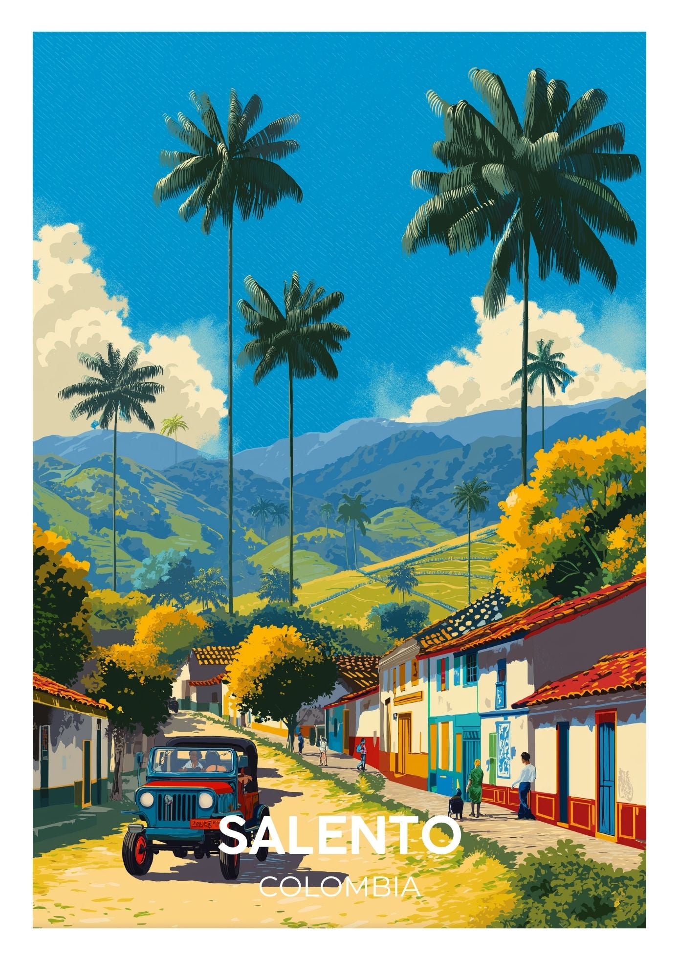 Vintage Salento Colombia  travel poster wall art print – Atlas Prints