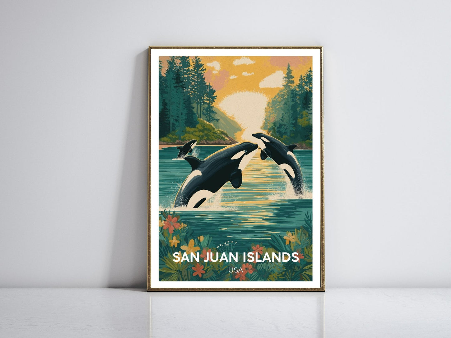 San Juan Islands USA framed vintage travel poster – Atlas Prints