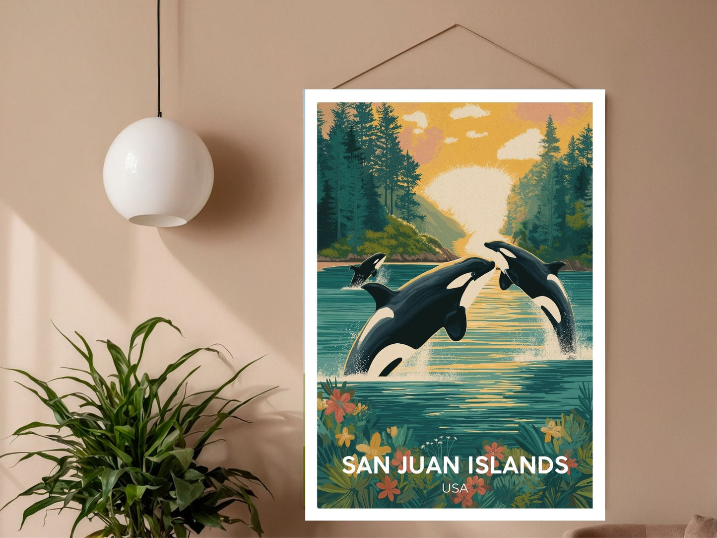 Close-up of San Juan Islands USA travel poster matte texture – Atlas Prints