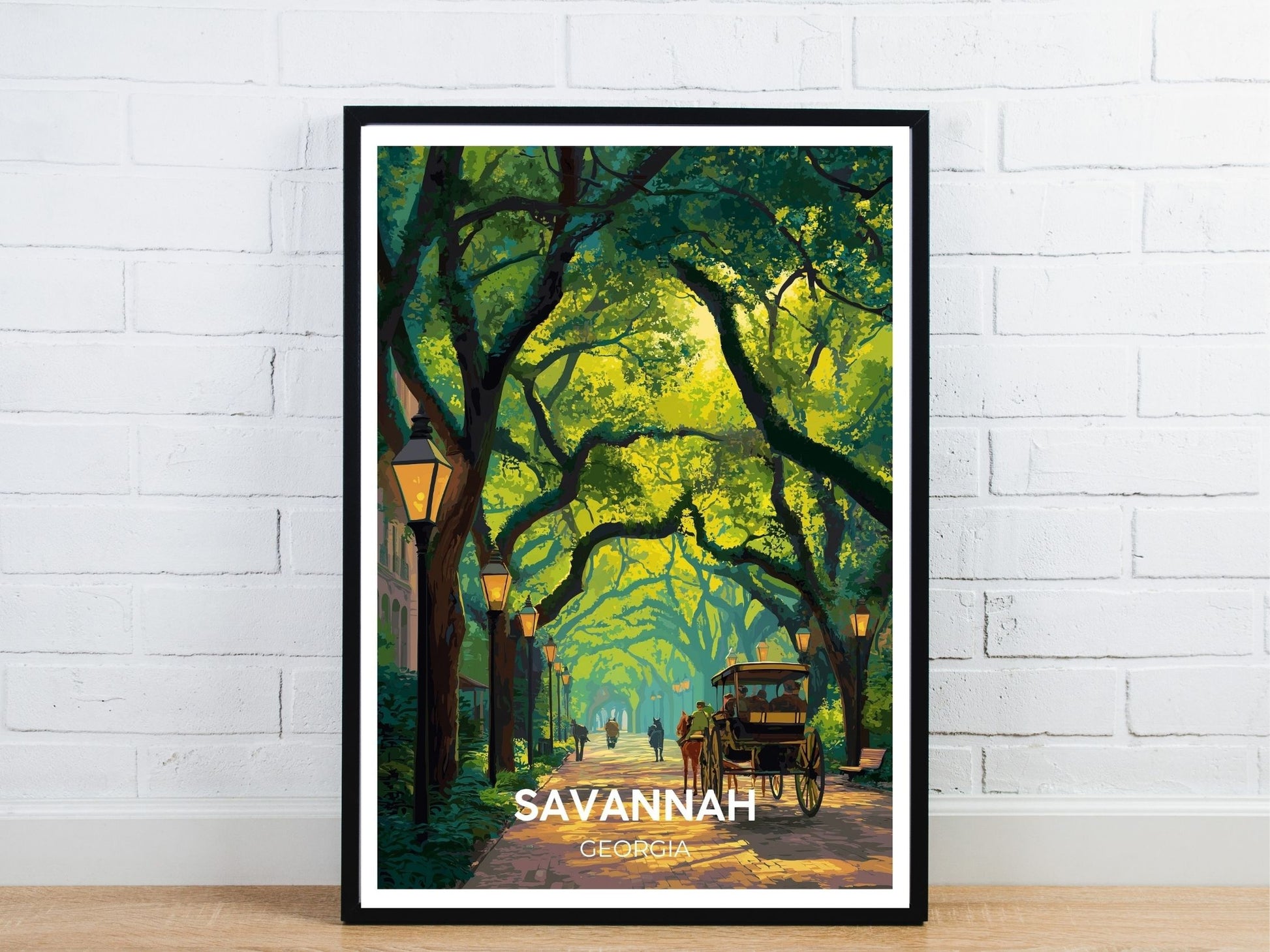 Minimal Savannah Georgia travel art poster – Atlas Prints