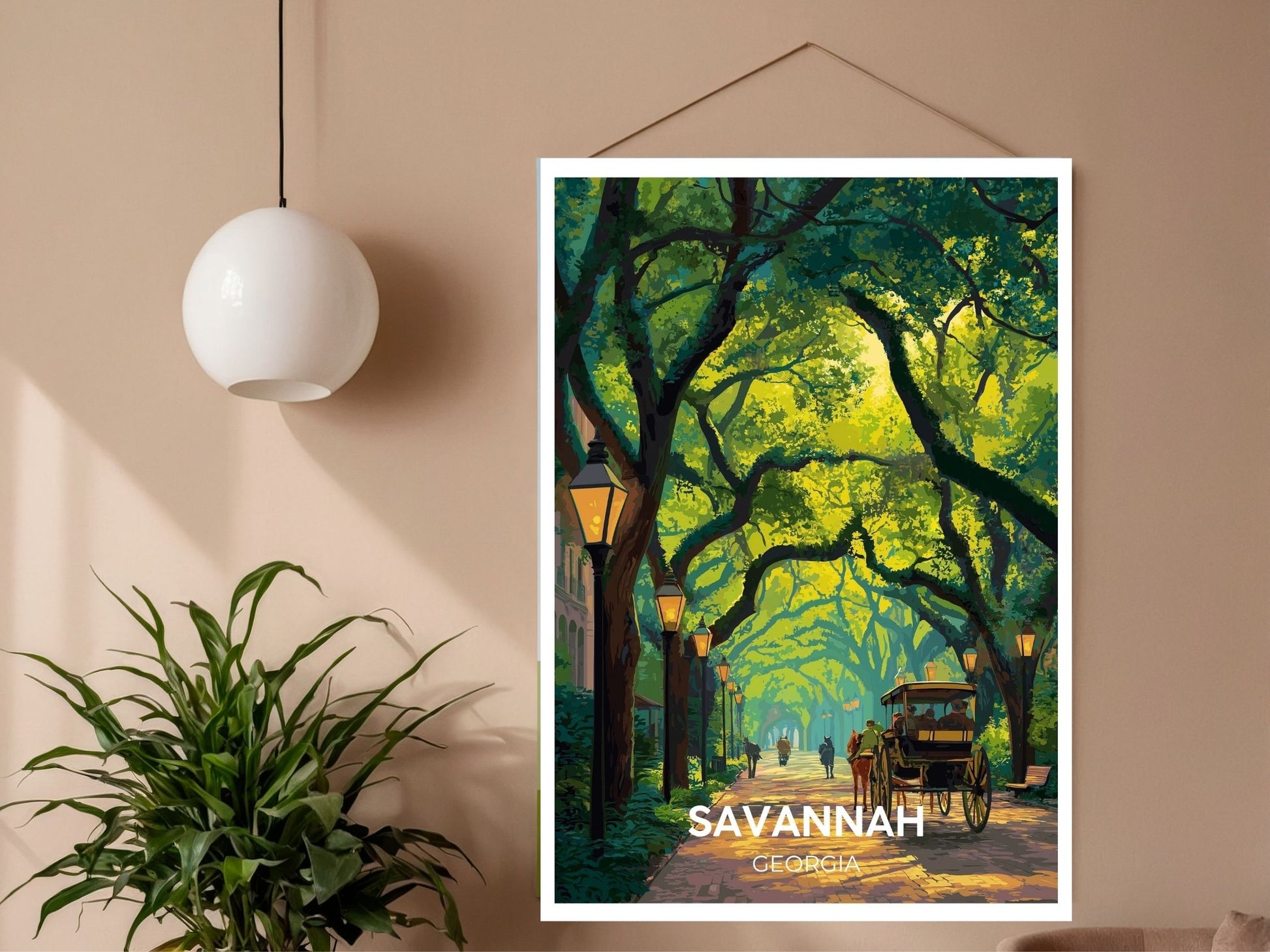 Close-up of Savannah Georgia travel poster matte texture – Atlas Prints