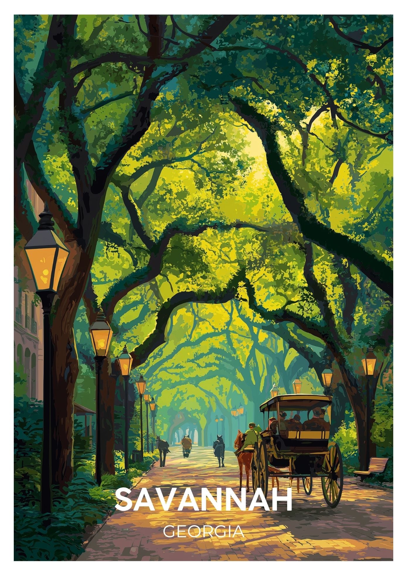 Vintage Savannah Georgia travel poster wall art print – Atlas Prints