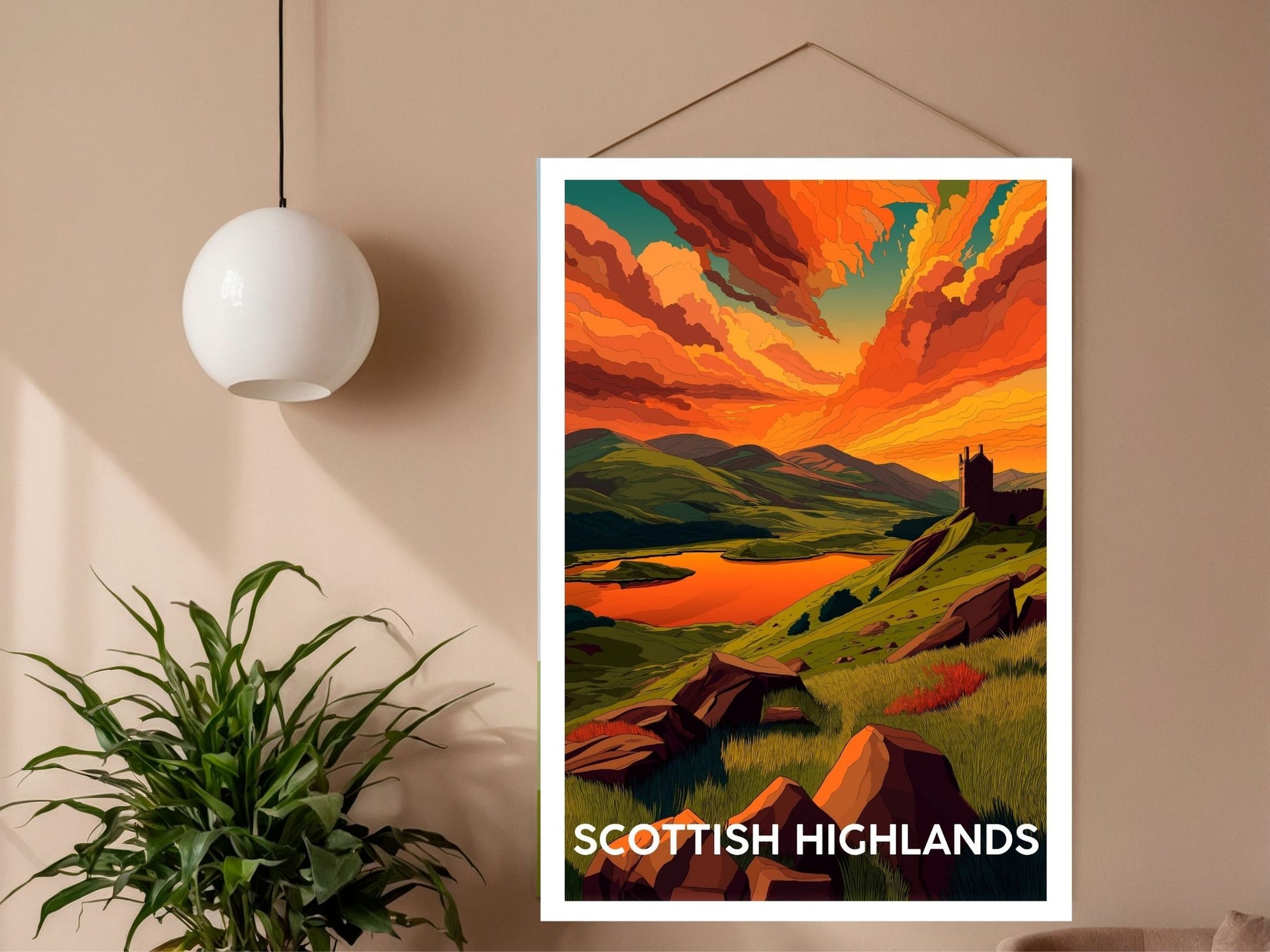 Close-up of Scottish Highlands travel poster matte texture – Atlas Prints