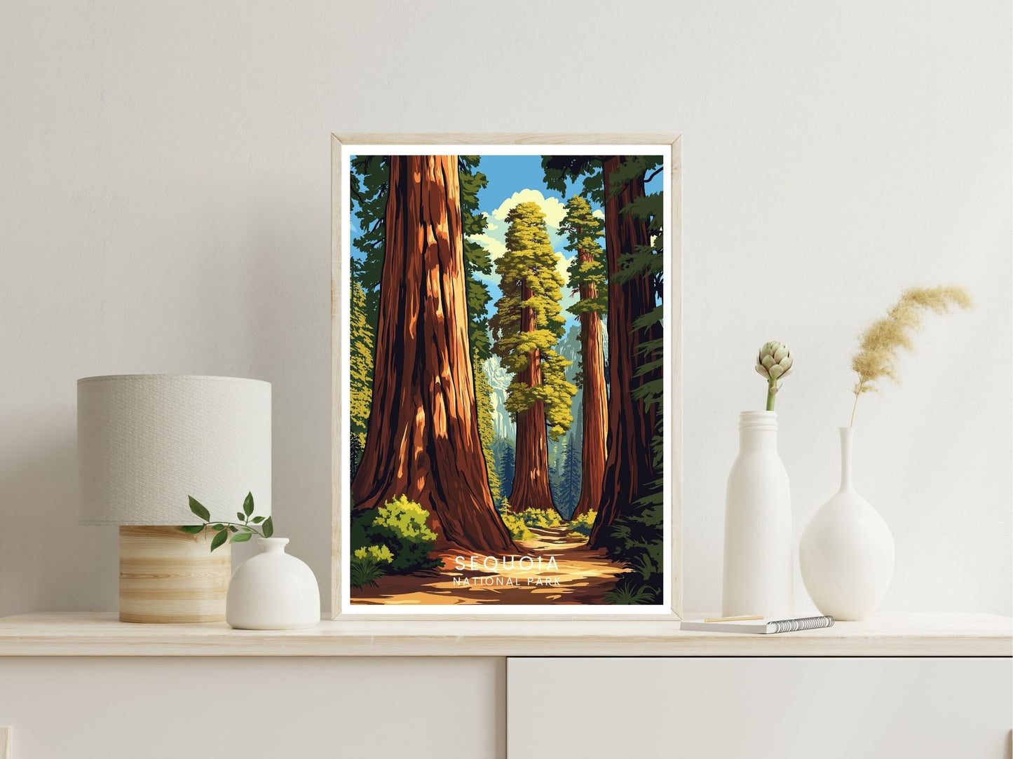 Sequoia National Park wall art print displayed in bedroom – Atlas Prints