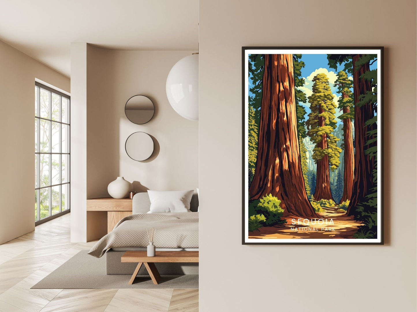 Gallery wall display of Sequoia National Park travel poster – Atlas Prints
