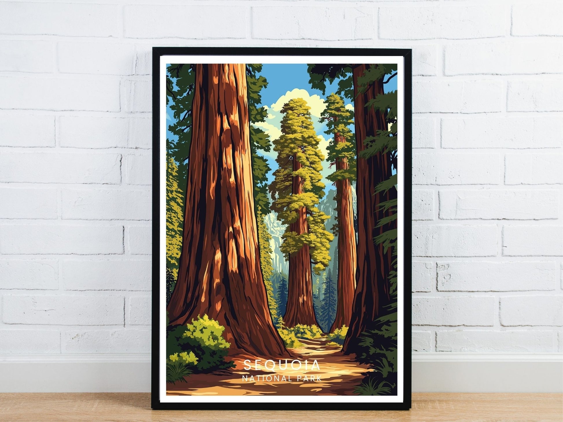 Minimal Sequoia National Park travel art poster – Atlas Prints