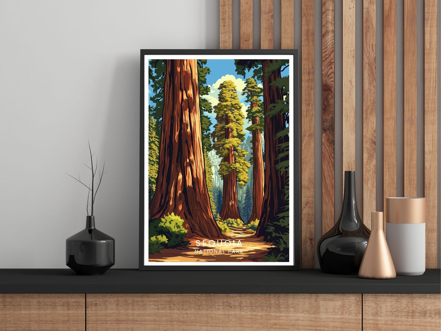 Close-up of Sequoia National Park travel poster matte texture – Atlas Prints