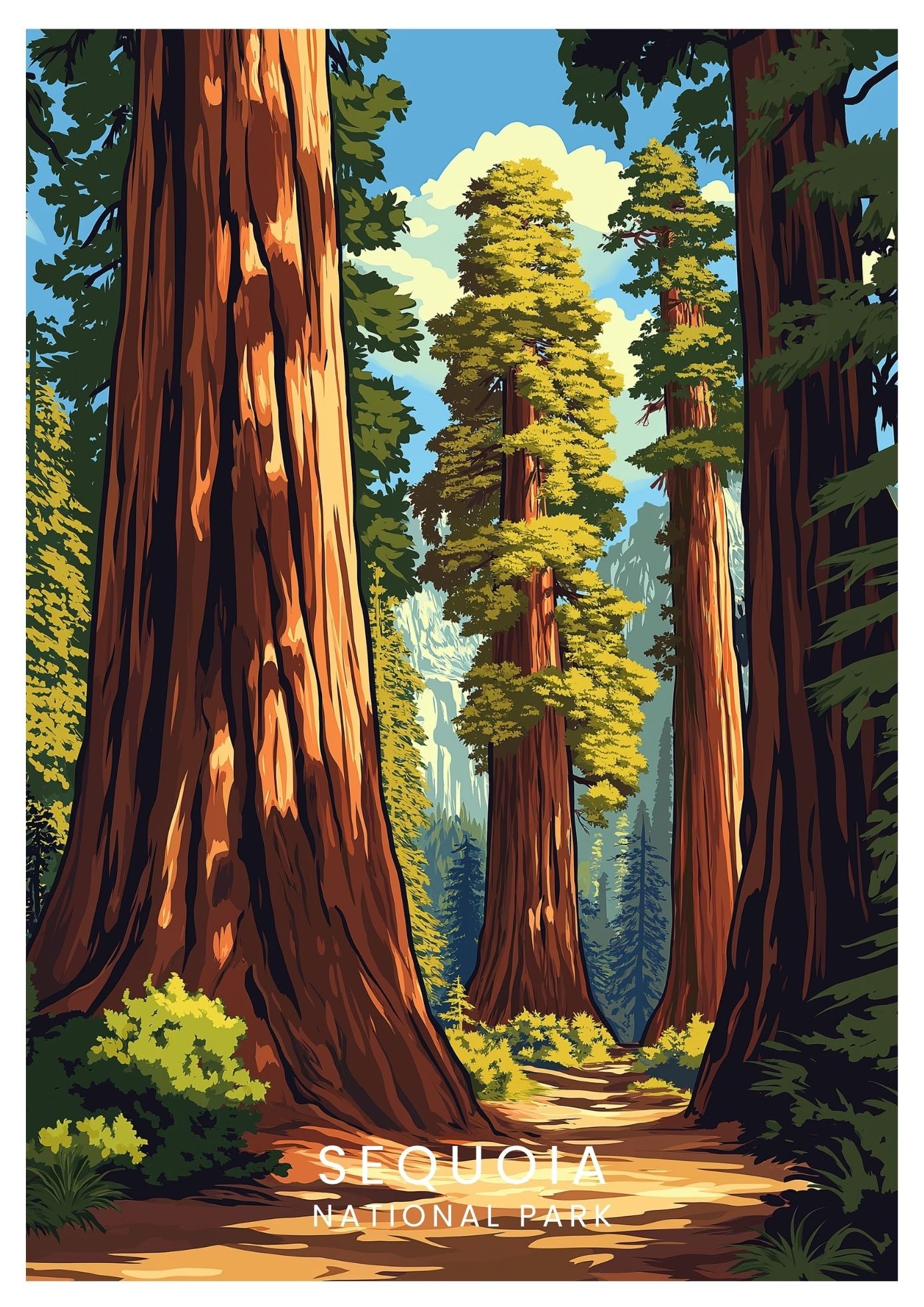 Vintage Sequoia National Park travel poster wall art print – Atlas Prints
