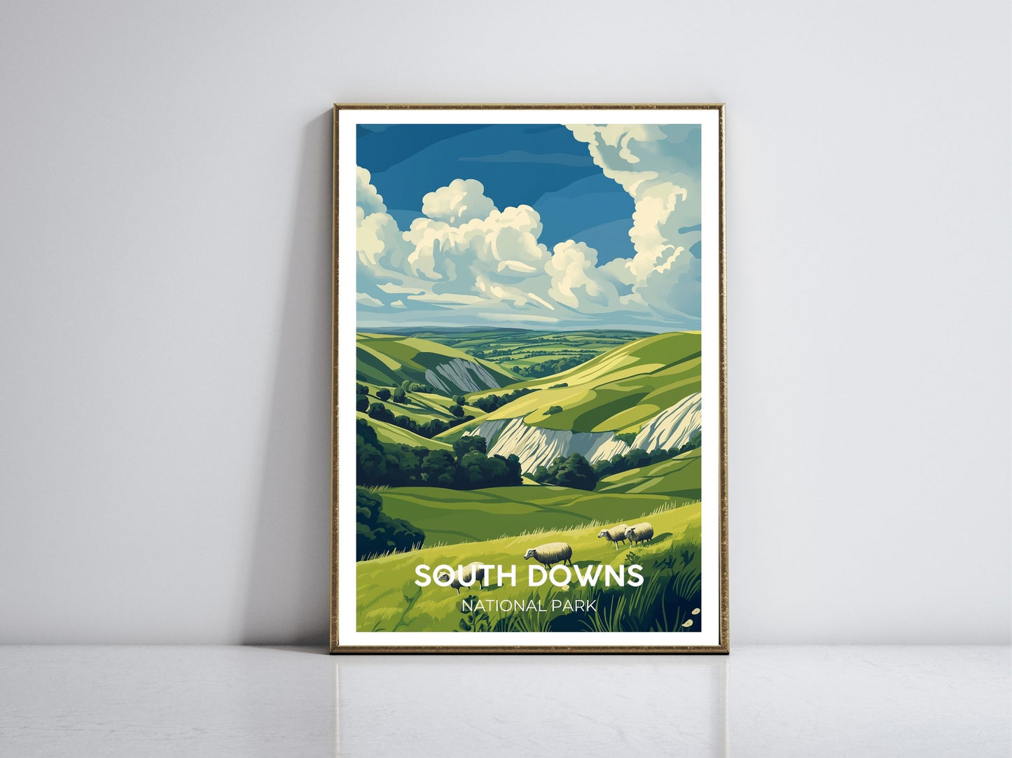 South Downs framed vintage travel poster – Atlas Prints
