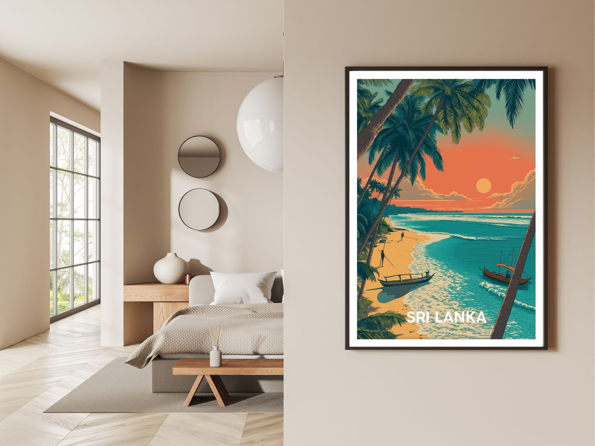 Gallery wall display of Sri Lanka travel poster – Atlas Prints