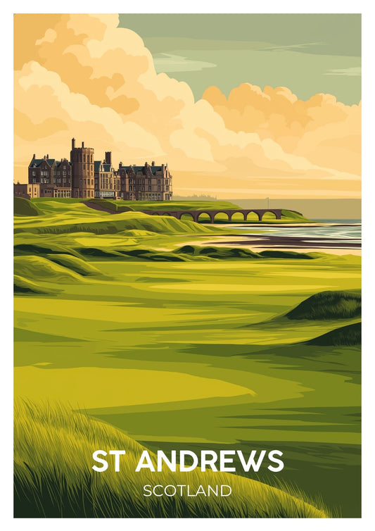 Vintage St Andrews Scotland travel poster wall art print – Atlas Prints
