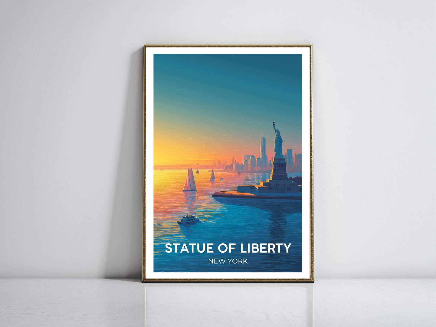 Statue of Liberty New York  framed vintage travel poster – Atlas Prints