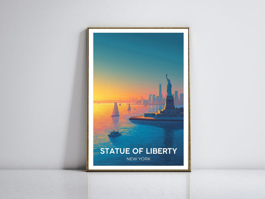 Statue of Liberty New York  framed vintage travel poster – Atlas Prints