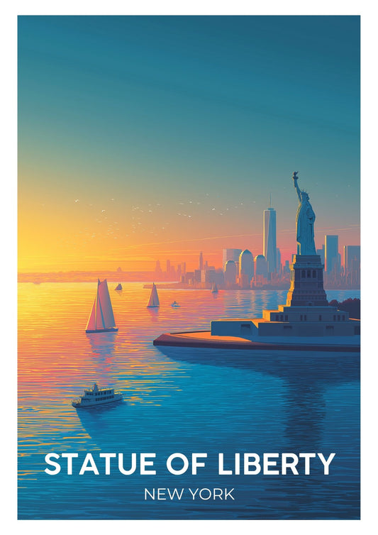 Vintage Statue of Liberty New York  travel poster wall art print – Atlas Prints