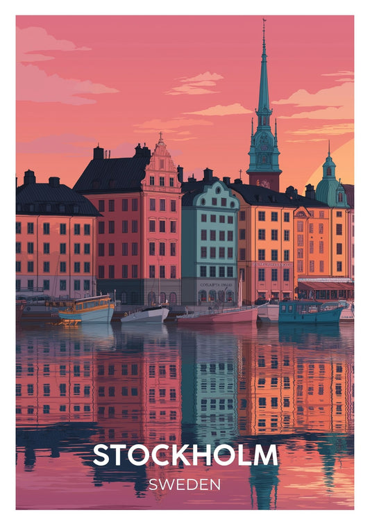 Vintage Stockholm Sweden travel poster wall art print – Atlas Prints