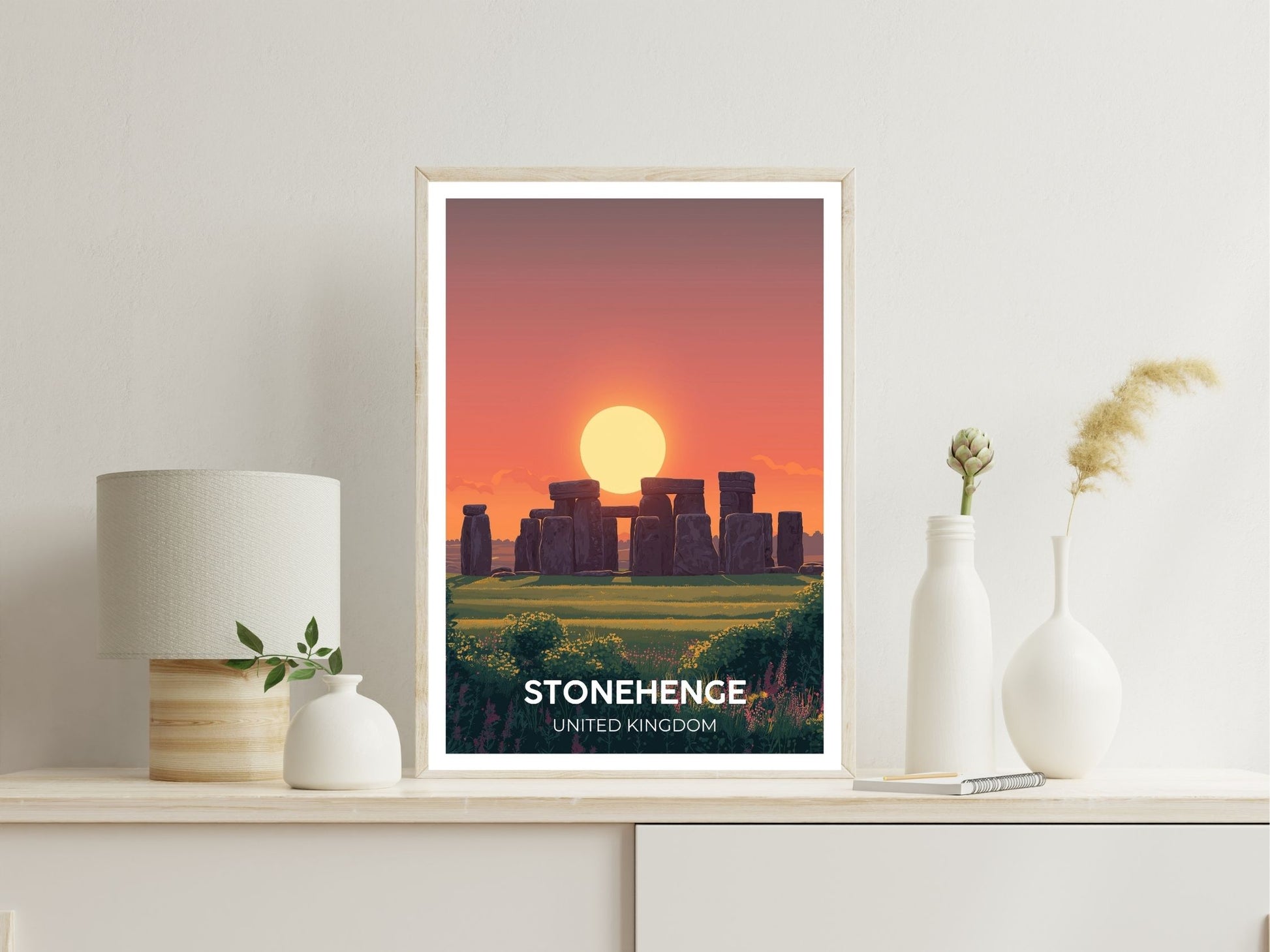 Stonehenge United Kingdom wall art print displayed in bedroom – Atlas Prints
