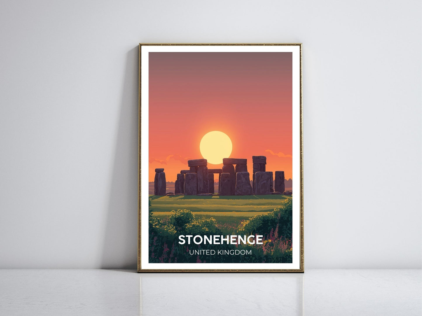 Stonehenge United Kingdom framed vintage travel poster – Atlas Prints