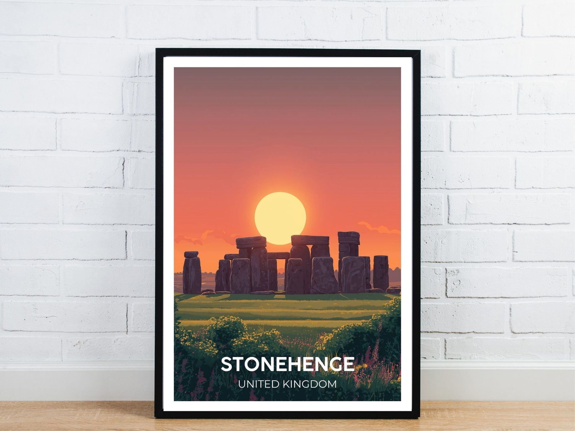 Minimal Stonehenge United Kingdom travel art poster – Atlas Prints