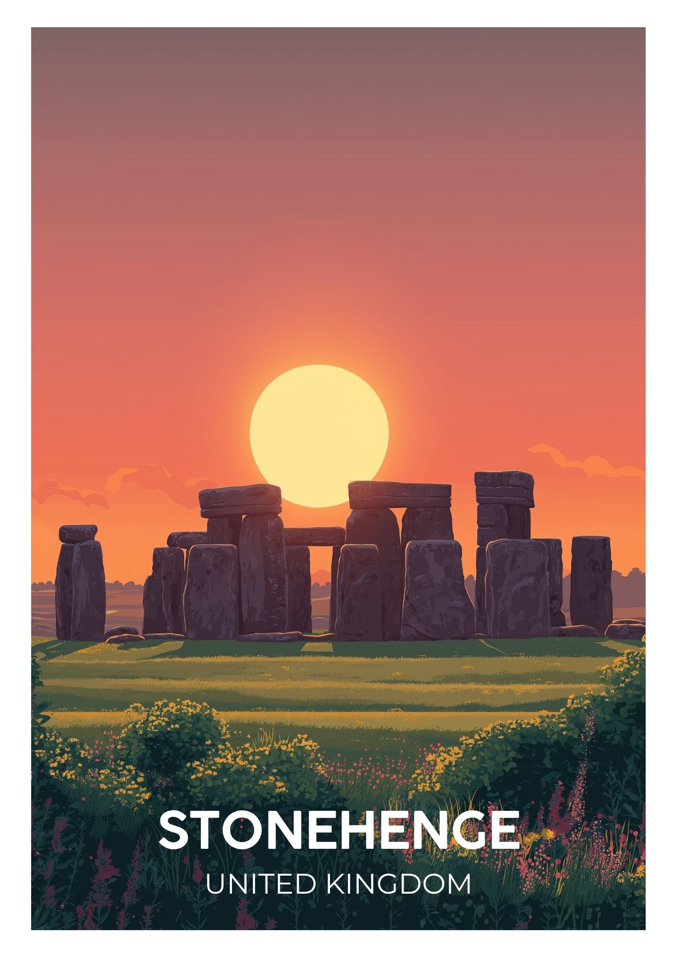 Vintage Stonehenge United Kingdom travel poster wall art print – Atlas Prints