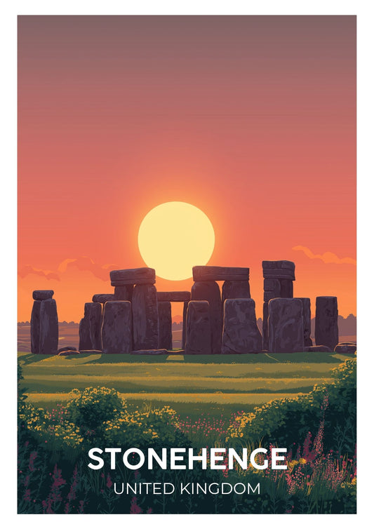 Vintage Stonehenge United Kingdom travel poster wall art print – Atlas Prints