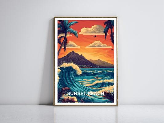 Sunset Beach  framed vintage travel poster – Atlas Prints