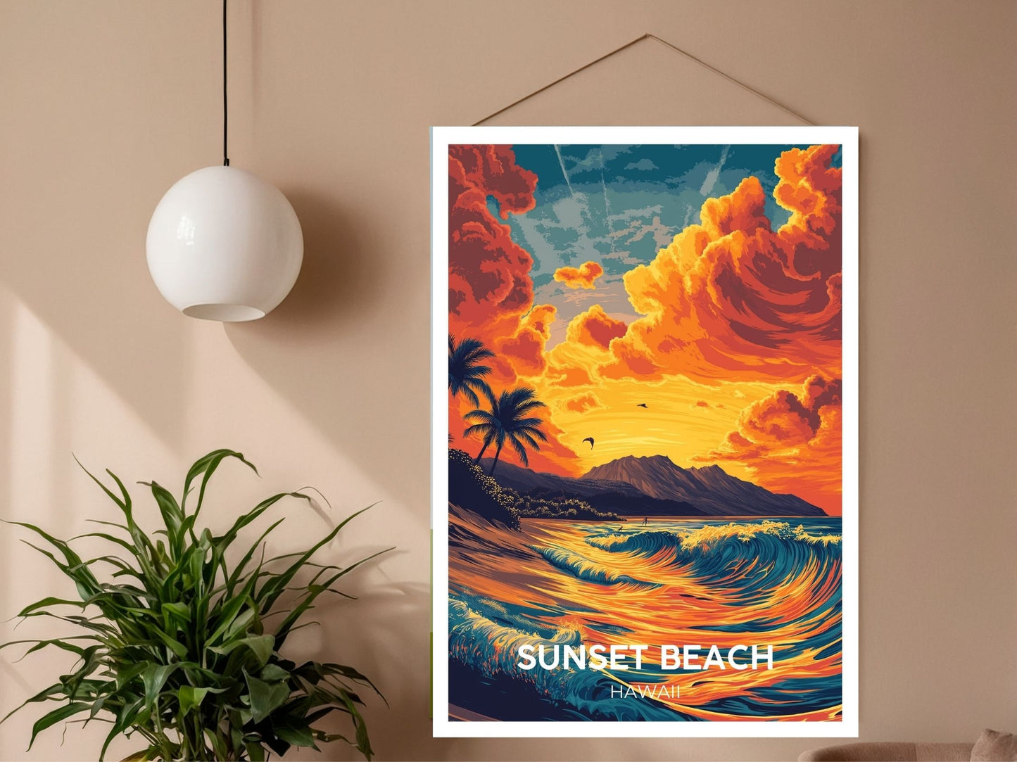 Close-up of Sunset Beach Hawaii travel poster matte texture – Atlas Prints