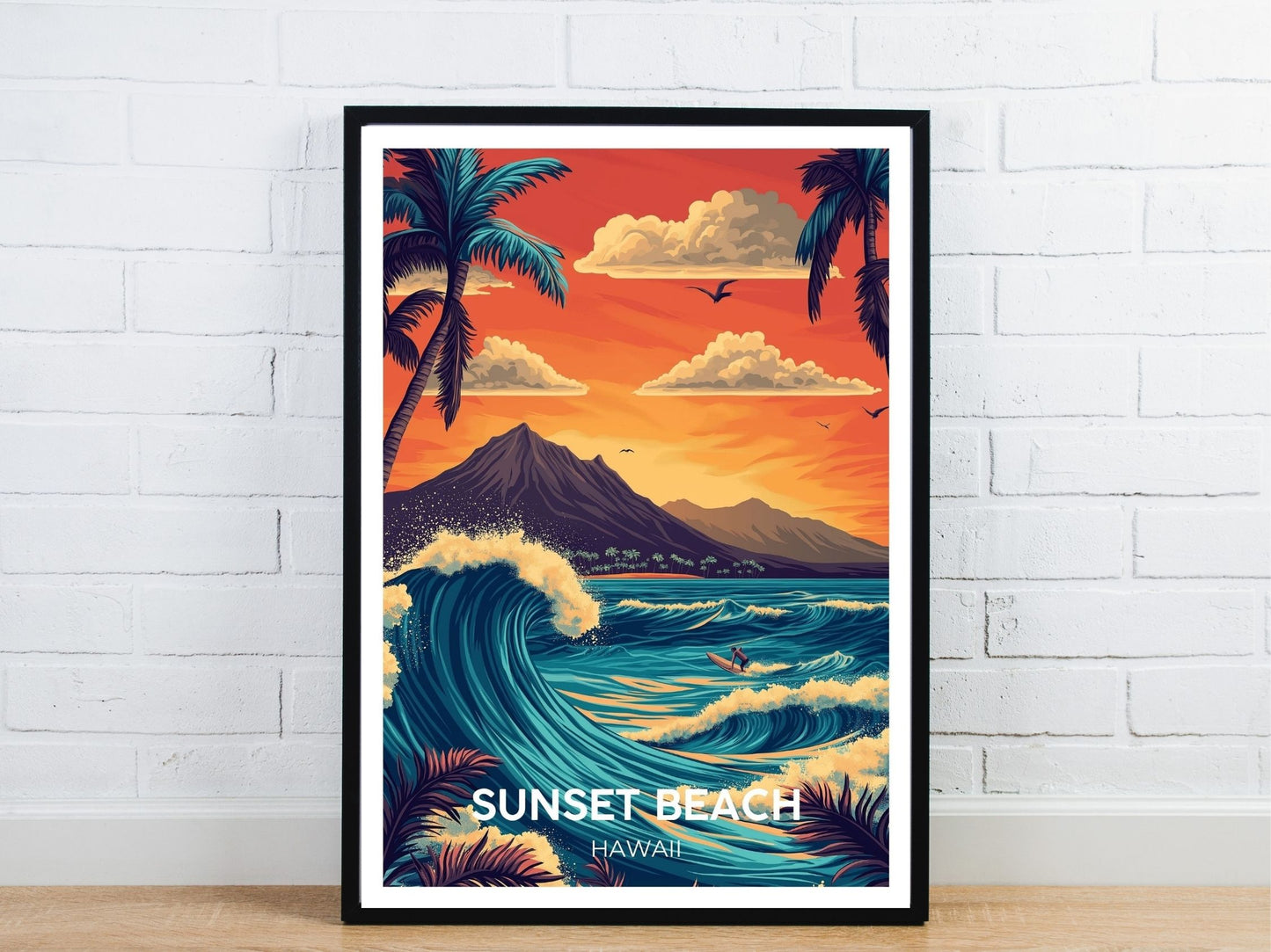 Minimal Sunset Beach  travel art poster – Atlas Prints