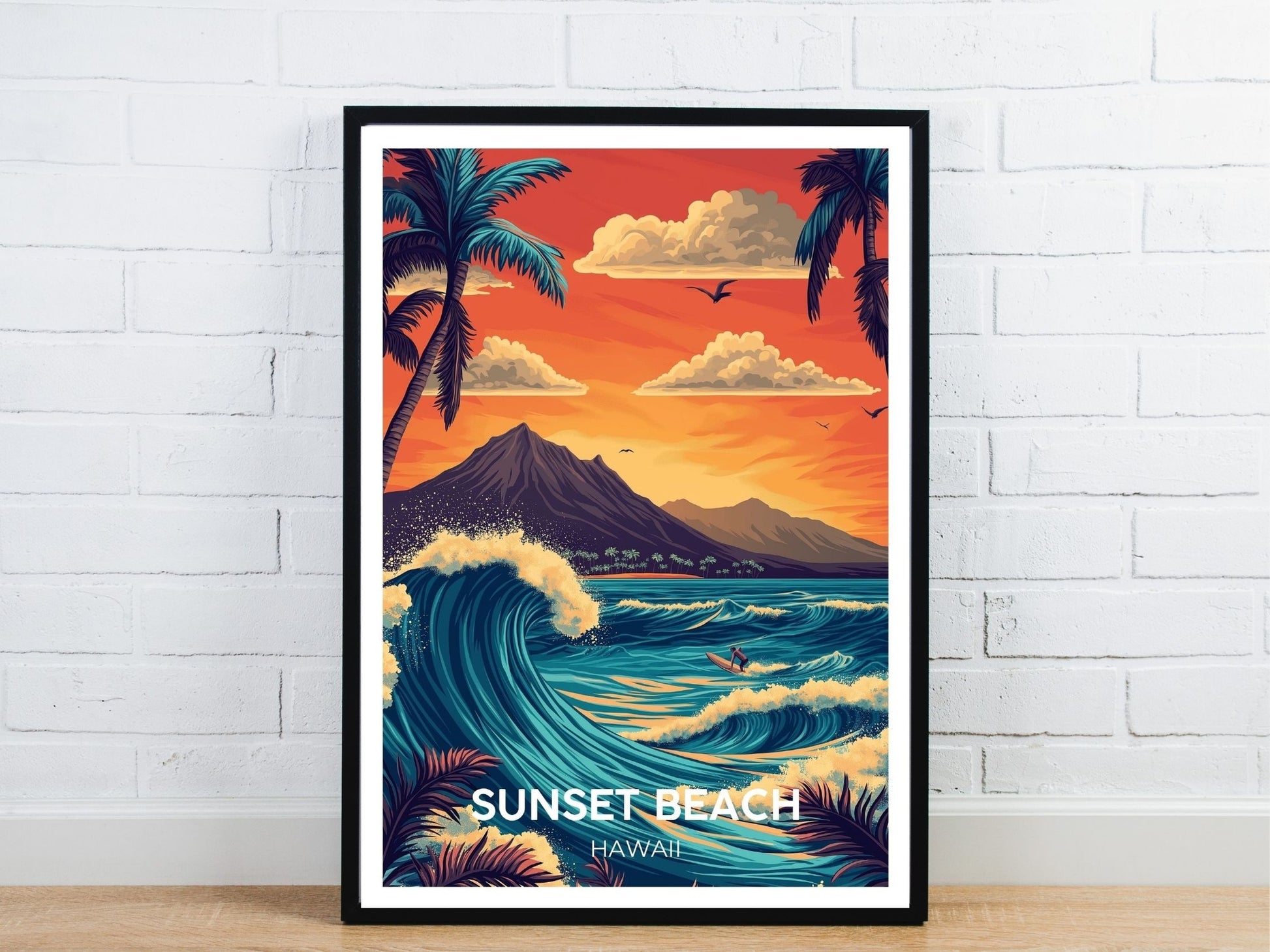 Minimal Sunset Beach  travel art poster – Atlas Prints