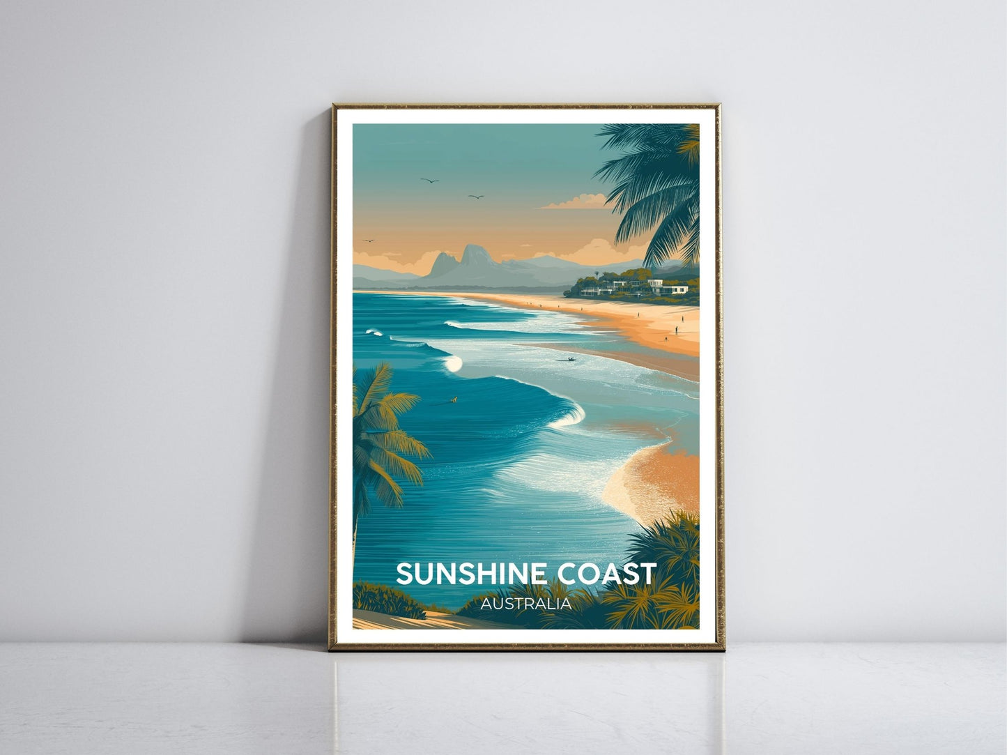 Sunshine Coast Australia framed vintage travel poster – Atlas Prints